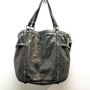 Coach Audrey Andy Leather Tote Gray Large Bucket Bag Shoulder Bag Crossbody